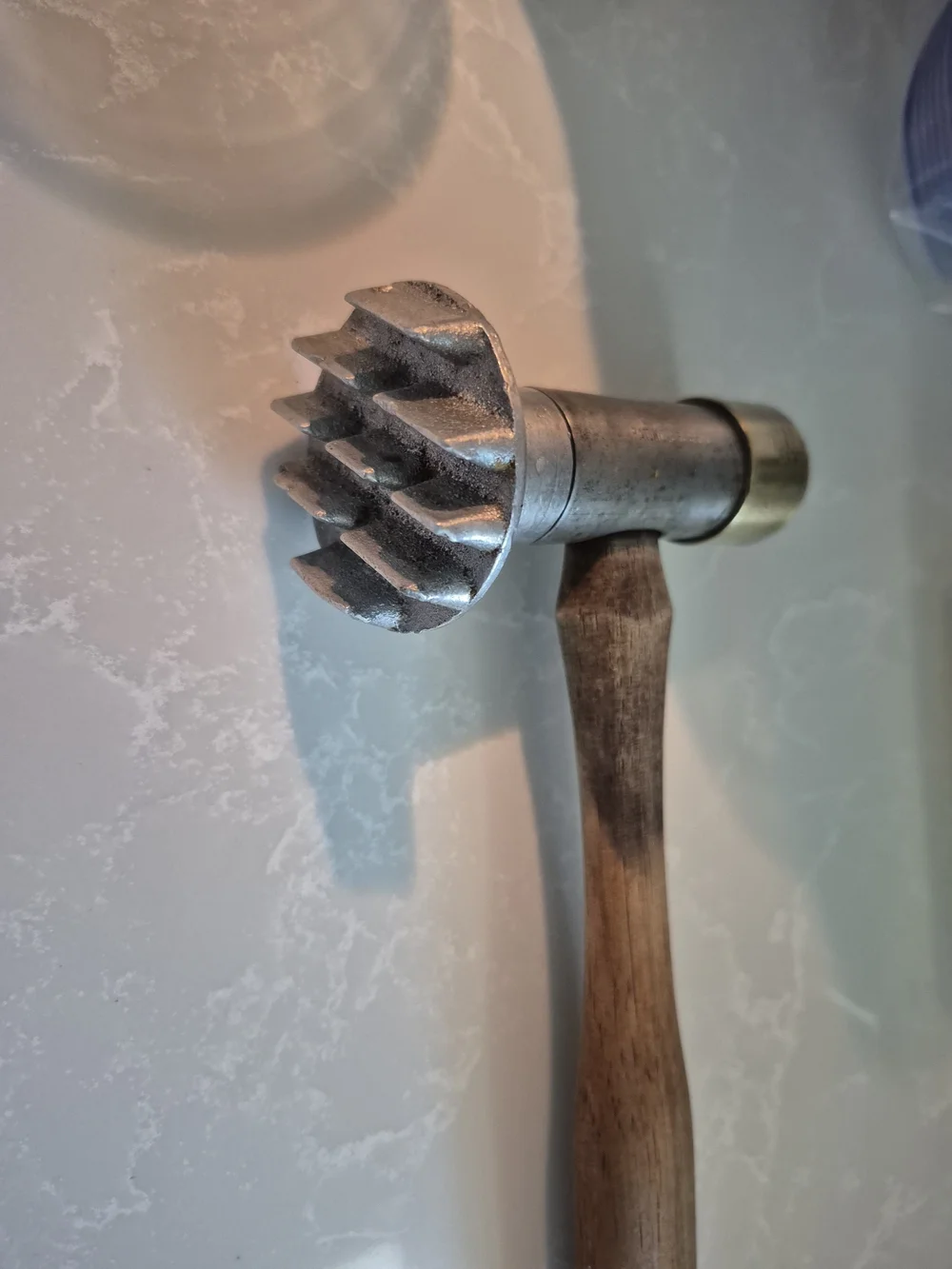 Vintage Brass/ Steel Meat Tenderizer Mallet -wood Handle